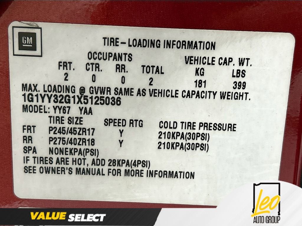 1999 Chevrolet Corvette 2dr Convertible